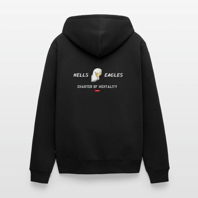 1 HELLS EAGLES CoM quer weiss complet Unisex Premium Bio Zip Hoodie