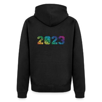 2023 - Unisex Premium Bio Zip Hoodie - Schwarz - Hinten - Nico (187cm)