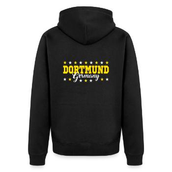 Dortmund - Unisex Premium Bio Zip Hoodie - Schwarz - Hinten - Nico (187cm)