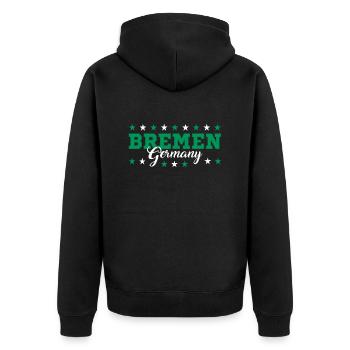 Bremen - Unisex Premium Bio Zip Hoodie - Schwarz - Hinten - Nico (187cm)