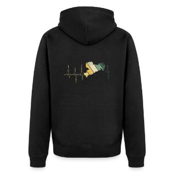 Sachsen Liebe Heimat Wandern Pulsschlag - Unisex Premium Bio Zip Hoodie - Schwarz - Hinten - Nico (187cm)