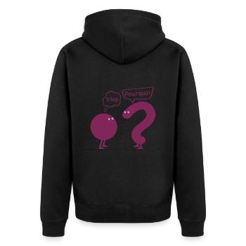 stop.. pourquoi ? - Veste à capuche bio Premium Unisexe - noir - Dos - Nico (187cm)