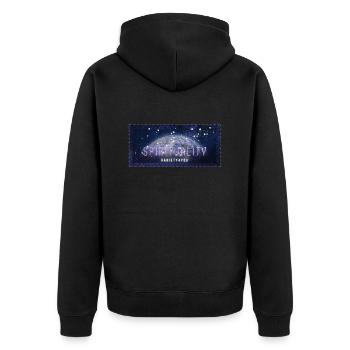 Spirit Design "Planet" - Unisex Premium Bio Zip Hoodie - Schwarz - Hinten - Nico (187cm)