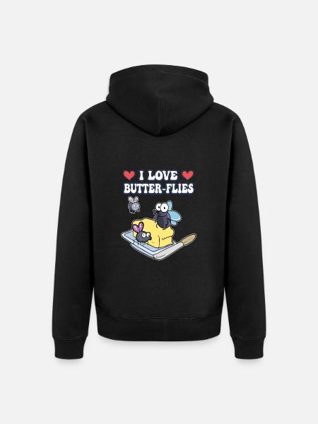 Ich liebe Schmetterlinge - Unisex Premium Bio Zip Hoodie - Schwarz