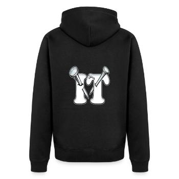 Überflieger - im wahrsten Sinne des Wortes auf den Punkt gebracht - Unisex Premium Bio Zip Hoodie - Schwarz - Hinten - Nico (187cm)