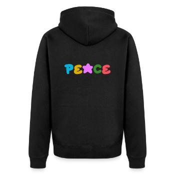 Frieden positives Denken - Unisex Premium Bio Zip Hoodie - Schwarz - Hinten - Nico (187cm)