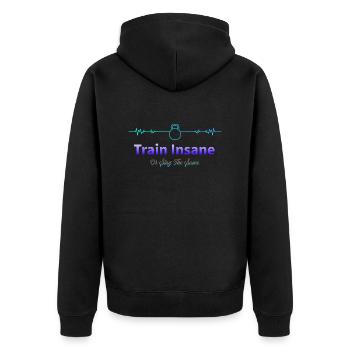 Train Insane M - Unisex Premium Organic Zip Hoodie - black - Back - Nico (187cm)
