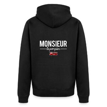 Monsieur le pompier meilleur pompier humour - Veste à capuche bio Premium Unisexe - noir - Dos - Nico (187cm)
