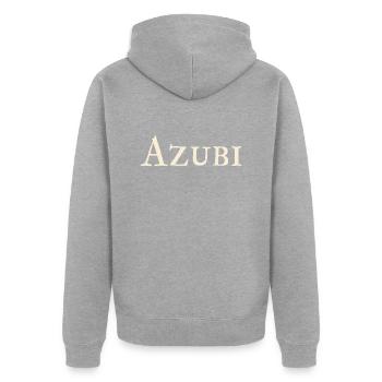 Azubi - Unisex Premium Bio Zip Hoodie - Grau meliert - Hinten - Nico (187cm)