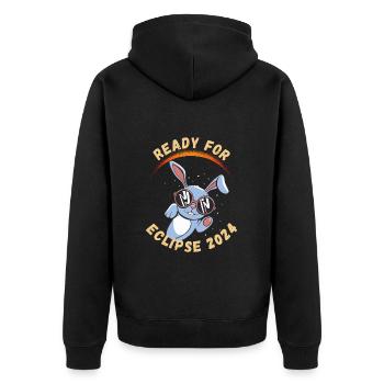 Ready for the Solar Eclipse 2024 - Unisex Premium Organic Zip Hoodie - black - Back - Nico (187cm)