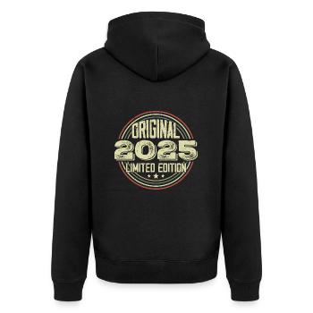 2025 Birthday celebrations, a legendary vintage - Unisex Premium Organic Zip Hoodie - black - Back - Nico (187cm)