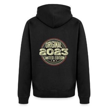 2023 Birthday Parties, A Legendary Vintage - Unisex Premium Organic Zip Hoodie - black - Back - Nico (187cm)