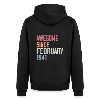 Februar 1941, 83. Geburtstag 1941 Februar 83 Jahre alt - Unisex Premium Bio Zip Hoodie - Schwarz - Hinten - Nico (187cm)
