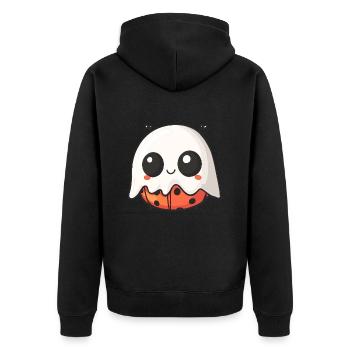 Ladybug Halloween Comic Ghost - Unisex Premium Organic Zip Hoodie - black - Back - Nico (187cm)