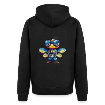 Libelle Lustig Sommer - Unisex Premium Bio Zip Hoodie - Schwarz - Hinten - Nico (187cm)