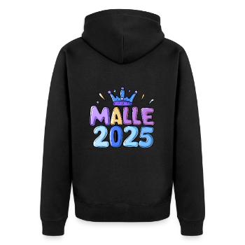 Malle 2025 - Unisex Premium Bio Zip Hoodie - Schwarz - Hinten - Nico (187cm)