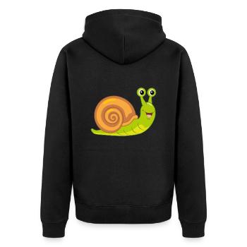 Funny smiling snail - Unisex Premium Organic Zip Hoodie - black - Back - Nico (187cm)