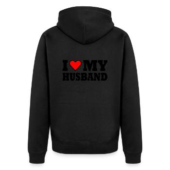 I love my husband - Unisex Premium Organic Zip Hoodie - black - Back - Nico (187cm)