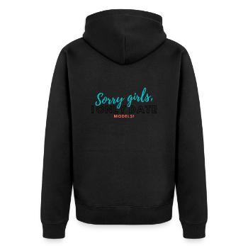 Sorry girls date models beziehung verabredung - Unisex Premium Bio Zip Hoodie - Schwarz - Hinten - Nico (187cm)