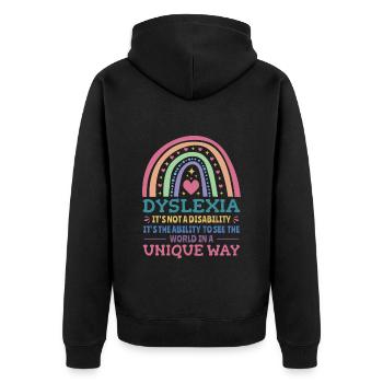 Dyslexie Conscience Dyslexiques - Veste à capuche bio Premium Unisexe - noir - Dos - Nico (187cm)