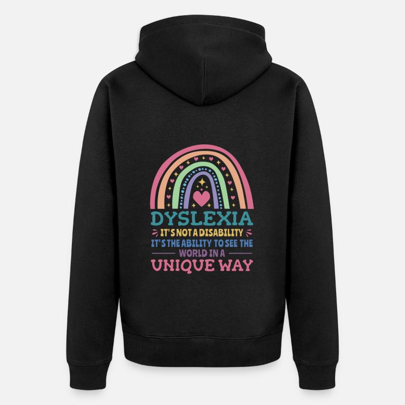 Dyslexie Conscience Dyslexiques - Veste à capuche bio Premium Unisexe - noir