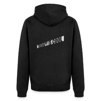 therapy is cool Zitat - Unisex Premium Bio Zip Hoodie - Schwarz - Hinten - Nico (187cm)