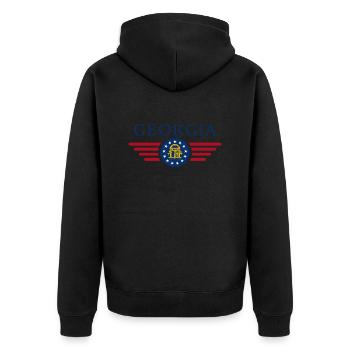 Georgia - Unisex Premium Bio Zip Hoodie - Schwarz - Hinten - Nico (187cm)