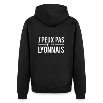J'peux pas je suis lyonnais habitant lyon - Veste à capuche bio Premium Unisexe - noir - Dos - Nico (187cm)