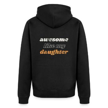 genial wie meine Tochter - Unisex Premium Bio Zip Hoodie - Schwarz - Hinten - Nico (187cm)