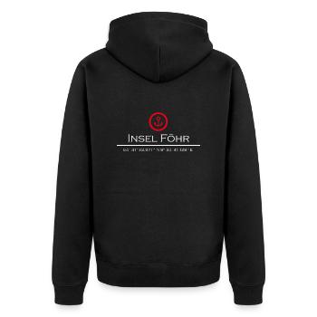 Insel Föhr roter Anker - Unisex Premium Bio Zip Hoodie - Schwarz - Hinten - Nico (187cm)