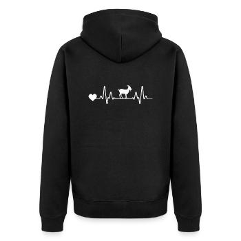 Bauernhof Landwirt Bauer Herzschlag Ziegen - Unisex Premium Bio Zip Hoodie - Schwarz - Hinten - Nico (187cm)