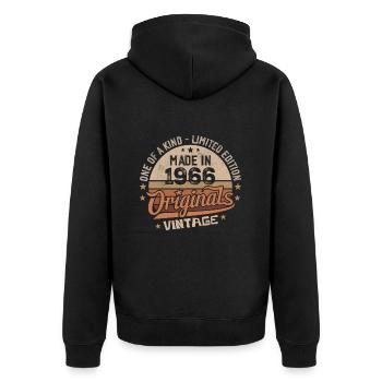 1966 Vintage Born 1966 Vintage Anniversary Gift - Unisex Premium Organic Zip Hoodie - black - Back - Nico (187cm)