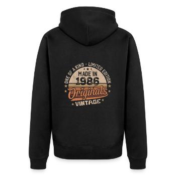 1986 Jahrgang Geboren 1986 Vintage Jubiläumsgeschenk - Unisex Premium Bio Zip Hoodie - Schwarz - Hinten - Nico (187cm)