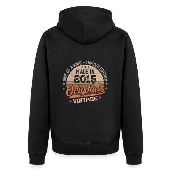 2015 Vintage Born 2015 Vintage Anniversary Gift - Unisex Premium Organic Zip Hoodie - black - Back - Nico (187cm)