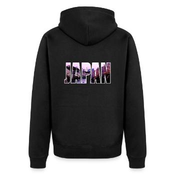 JAPAN Cherry Blossom Sakura - Unisex Premium Organic Zip Hoodie - black - Back - Nico (187cm)
