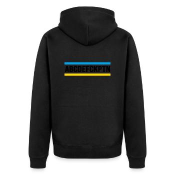 ukraine slava ukraini zelenskyj FCK PTN - Unisex Premium Organic Zip Hoodie - black - Back - Nico (187cm)