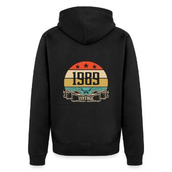 1989 Vintage Geburtstag Retro Classic - Unisex Premium Bio Zip Hoodie - Schwarz - Hinten - Nico (187cm)