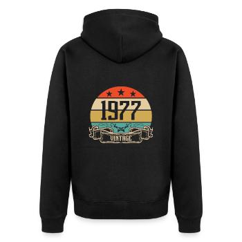 1977 Vintage Birthday Retro Classic - Unisex Premium Organic Zip Hoodie - black - Back - Nico (187cm)