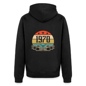 1970 Vintage Geburtstag Retro Classic - Unisex Premium Bio Zip Hoodie - Schwarz - Hinten - Nico (187cm)