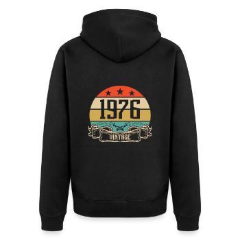 1976 Vintage Geburtstag Retro Classic - Unisex Premium Bio Zip Hoodie - Schwarz - Hinten - Nico (187cm)