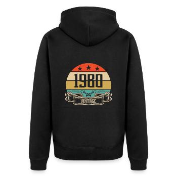 1980 Vintage Geburtstag Retro Classic - Unisex Premium Bio Zip Hoodie - Schwarz - Hinten - Nico (187cm)