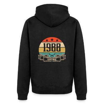1988 Vintage Geburtstag Retro Classic - Unisex Premium Bio Zip Hoodie - Schwarz - Hinten - Nico (187cm)