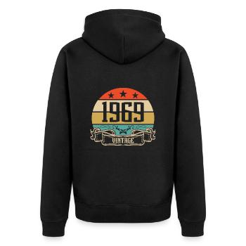 1969 Vintage Geburtstag Retro Classic - Unisex Premium Bio Zip Hoodie - Schwarz - Hinten - Nico (187cm)