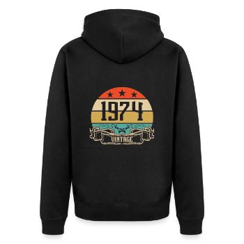 1974 Vintage Geburtstag Retro Classic - Unisex Premium Bio Zip Hoodie - Schwarz - Hinten - Nico (187cm)