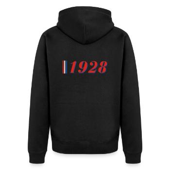 Year 1928 - Unisex Premium Organic Zip Hoodie - black - Back - Nico (187cm)