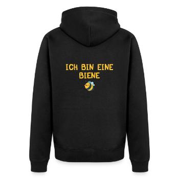 Ich bin ein Biene - Unisex Premium Bio Zip Hoodie - Schwarz - Hinten - Nico (187cm)