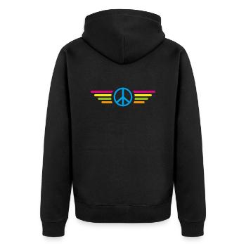 Peace Peace Wings - Unisex Premium Organic Zip Hoodie - black - Back - Nico (187cm)