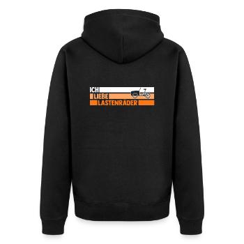 Fahrrad Lastenfahrrad Lastenrad - Unisex Premium Bio Zip Hoodie - Schwarz - Hinten - Nico (187cm)