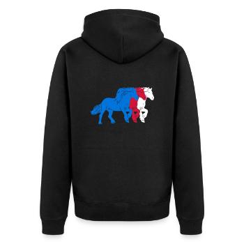 Islandpferd Isländer Motiv Islandflagge T-shirt - Unisex Premium Bio Zip Hoodie - Schwarz - Hinten - Nico (187cm)
