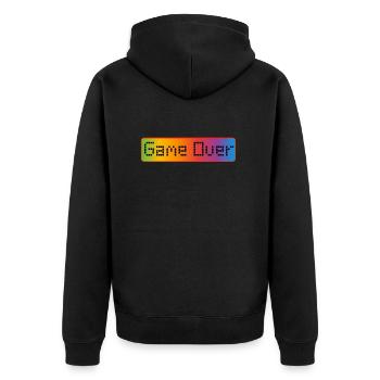Spielende - Unisex Premium Bio Zip Hoodie - Schwarz - Hinten - Nico (187cm)